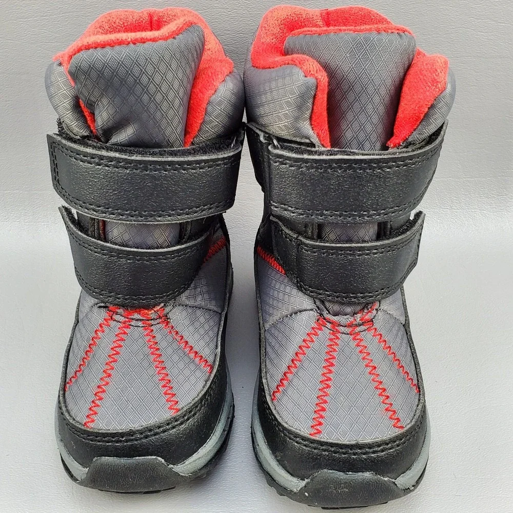 Carter's Booth CR Winter Snow Boots Toddler Boys Size 7 Mid Calf Hook Loop Gray